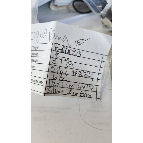 Ring Australian Opal Blue Green Red  Size 6 1/2  3.1gr 1.5 cm x 1 cm Opal 1 cm - Picture 10 of 10